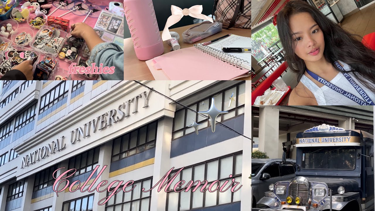 College Memoir • N.U again 💛💙 freshies day, first day, film, studying, grwm