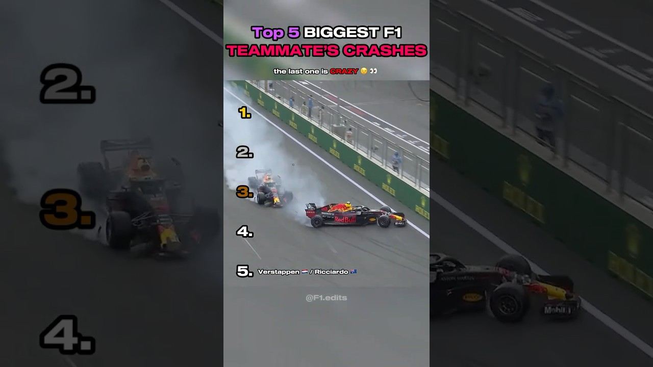 Top 5 Biggest F1 Teammate&rsquo;s Crashes! 🏎️ 💥 | The Last One is Crazy! 😨 #f1 #f1edit #formula1