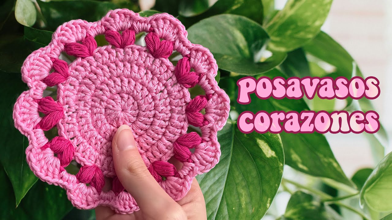 Cómo Hacer POSAVASOS de CORAZONES a Crochet 💖 Tutorial Paso a Paso