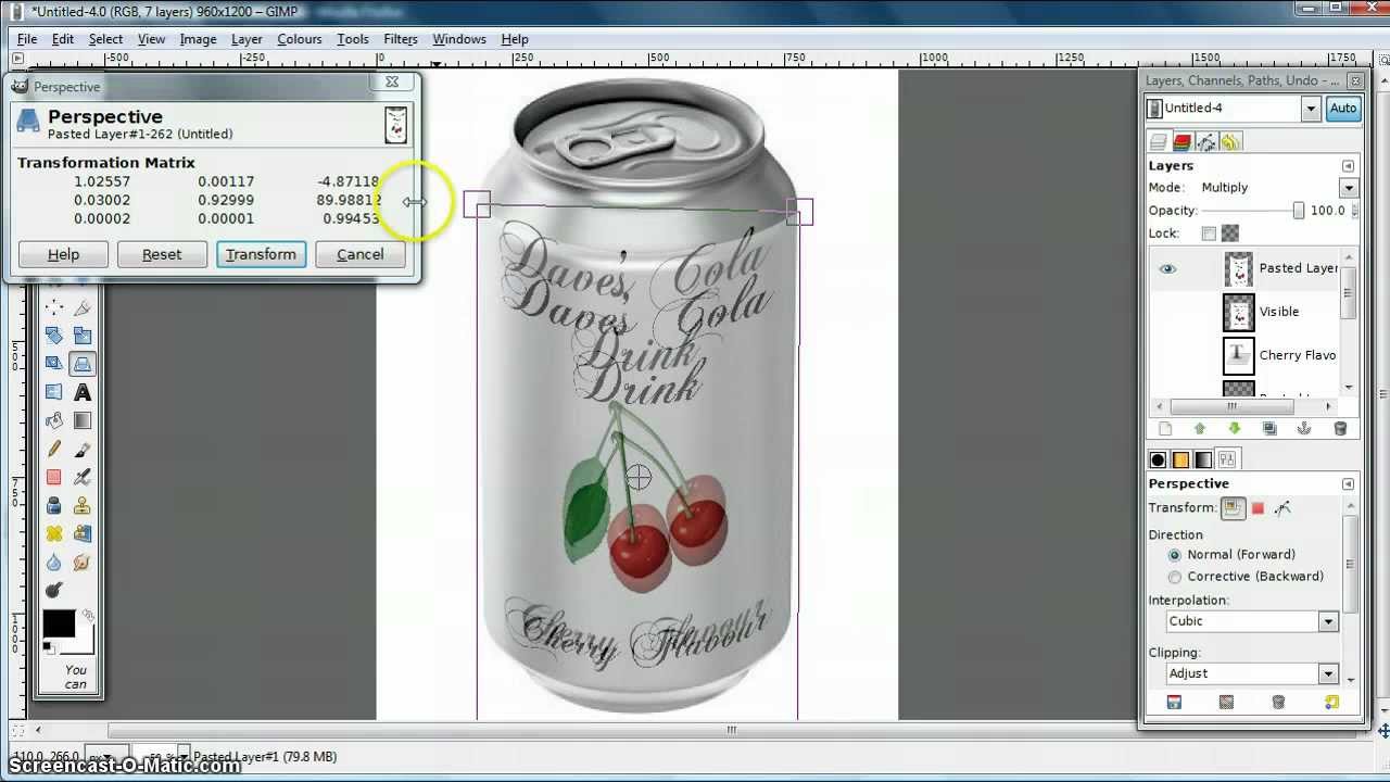 GIMP Tutorial - wrap or warp an image around a can