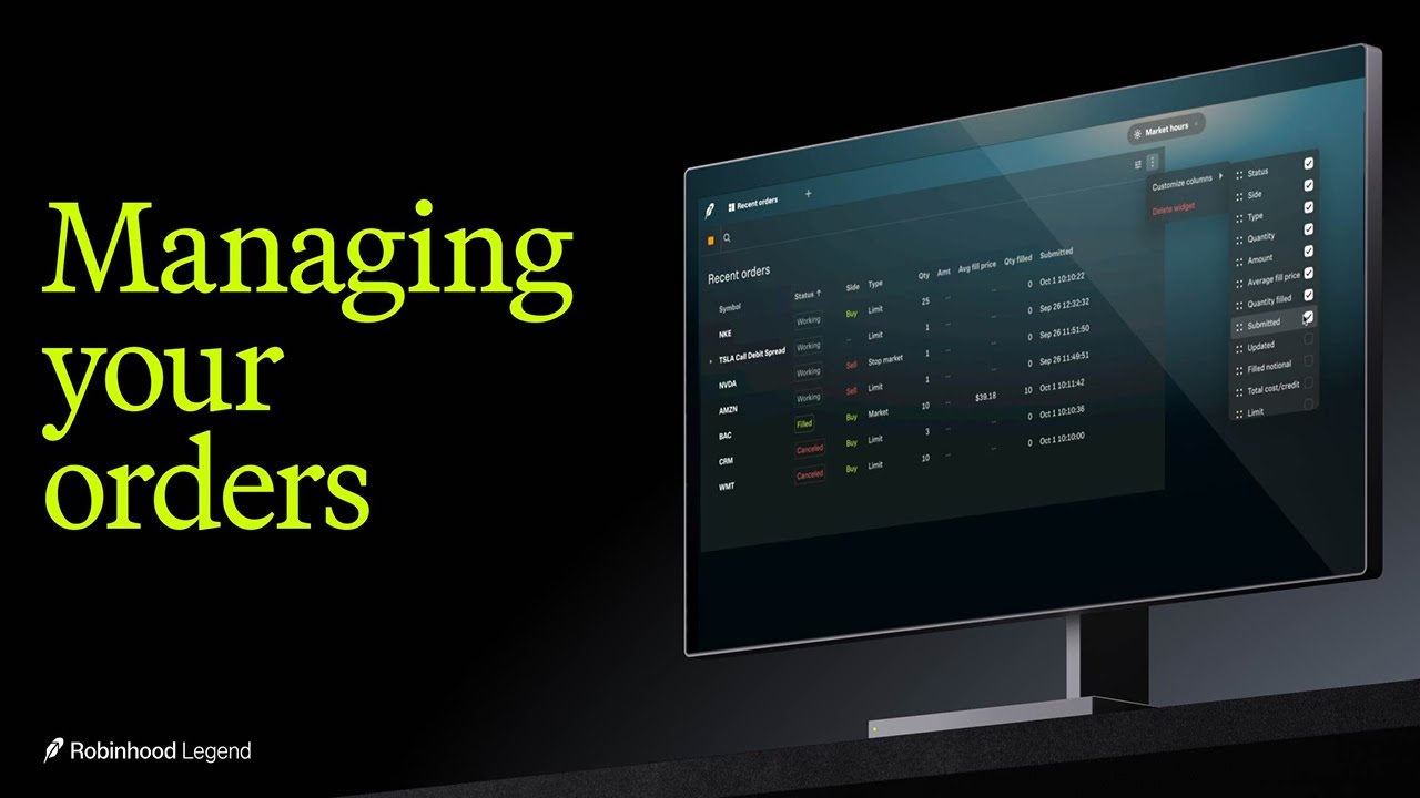 Robinhood Legend – Managing your orders