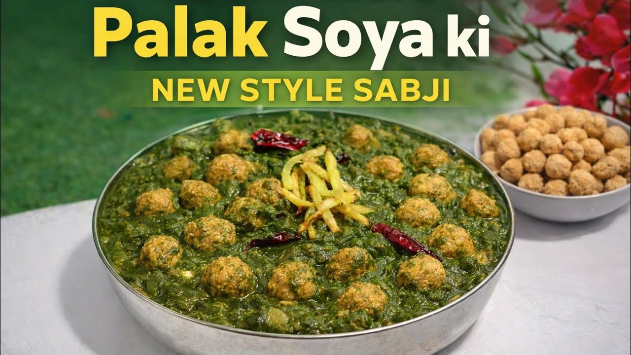 पालक, सोया बड़ी सब्जी | Palak Soya Ki Healthy New Style Sabji | Protein Rich Palak Soya Curry
