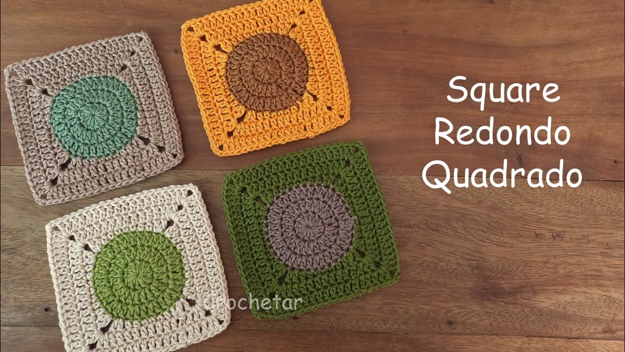 Square Redondo Quadrado crochê - Professora Maria Rita