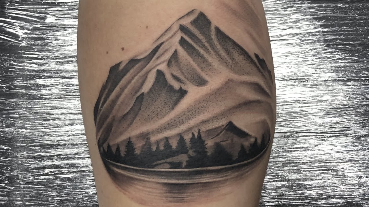 Mountain Tattoo -Time Lapse and Real Time , Black and Grey Nature , Inkjecta, Allegory Ink Black