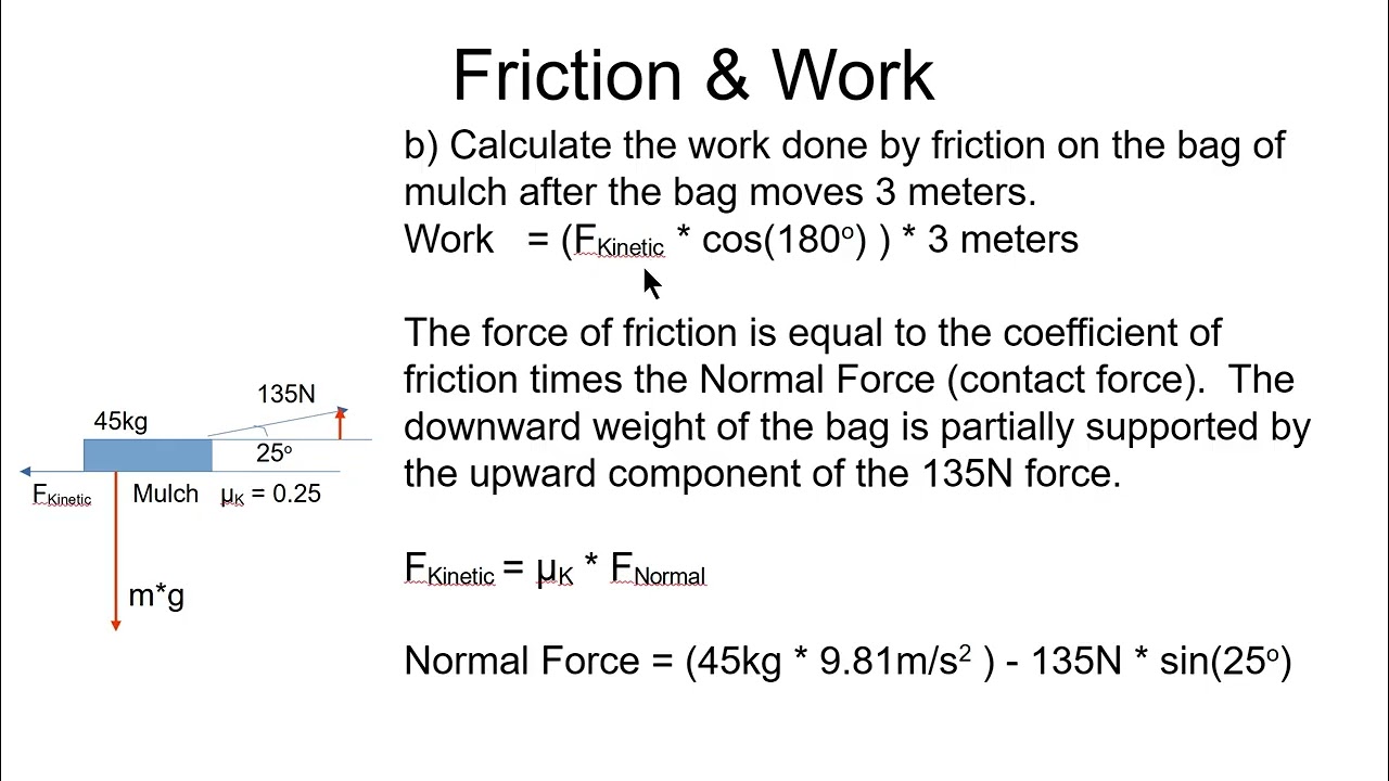 Friction Work Force Displacement Drag a Bag of Mulch
