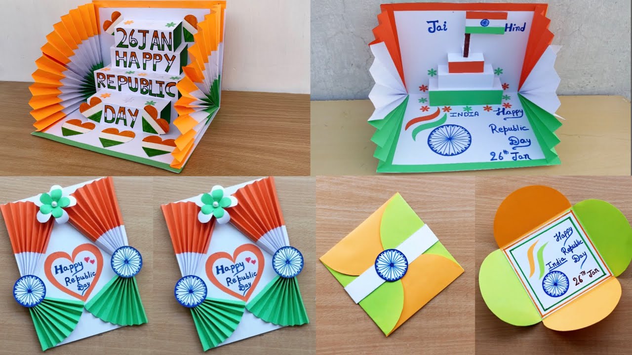 DIY - 4 Republic Day Cards | Handmade Republic Day Cards | 26 January Republic Day Cards