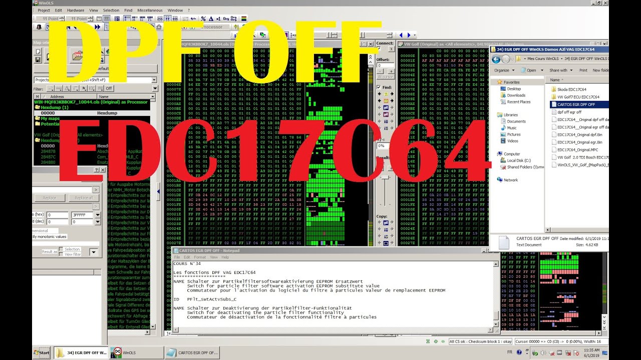 34) DPF OFF WinOLS Damos OLS VAG EDC17C64. هكذا يتم إلغاء مرشح الجسيمات