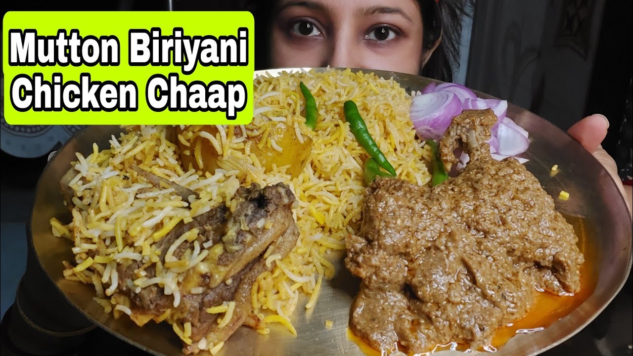 Eating Show - Spicy Mutton Biriyani, Chicken Chaap | Mukbang | ASMR Eating | Poulamieatingshow
