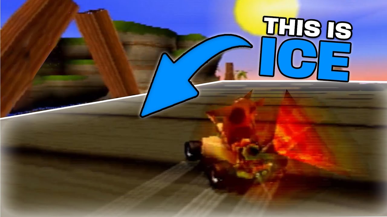 Crash Team Racing, но всё вокруг покрыто льдом.