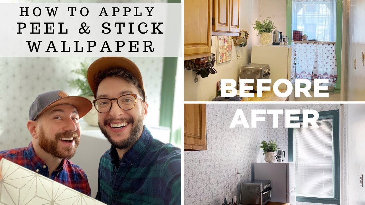 HOW TO APPLY PEEL & STICK WALLPAPER ~ APARTMENT RENTAL KITCHEN MAKEOVER PART ONE