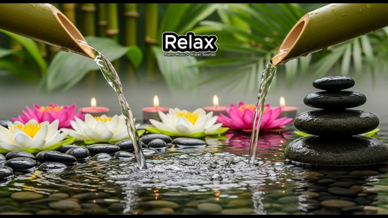 Healing Piano with Flowing Water Sounds 🌿 Relieves Anxiety and Depression, Deep Healing