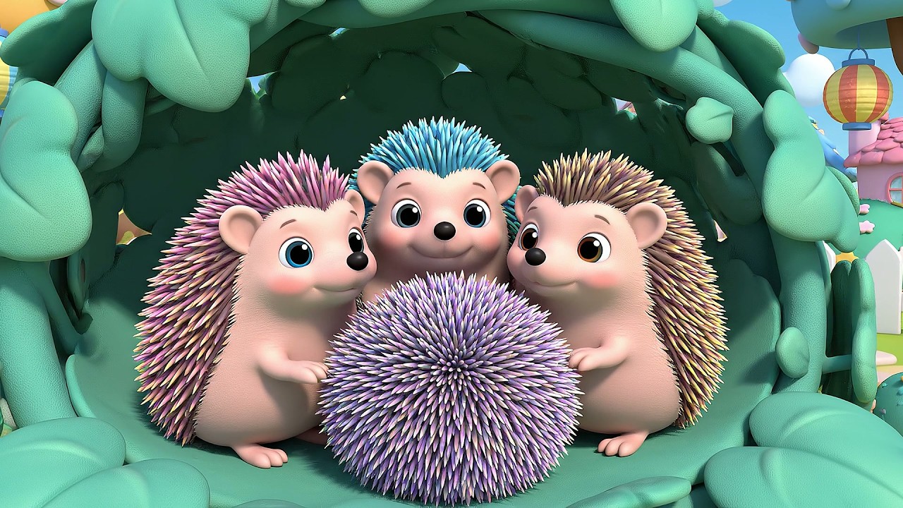 Cinco Pequeños Erizos Bebés se Acurrucan | Canciones de Cuna y Animales para Niños
