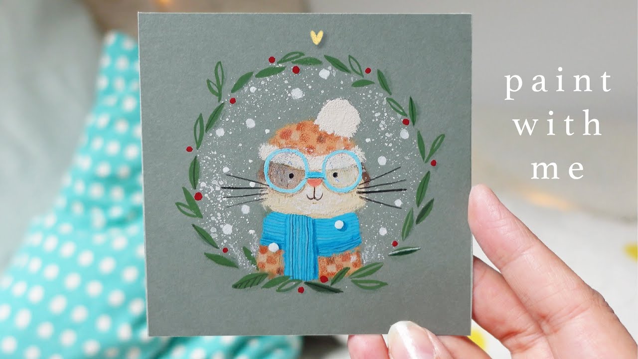 Creating a Christmas Painting in my cozy art studio 🎄