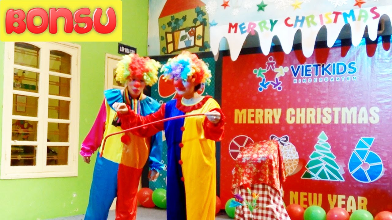 Clown Pictures|Chú Hề Vui Nhộn&Chị Cầu Vồng Làm Ảo Thuật Cho Trẻ Em Trường Mầm Non Vietkids BONSU TV