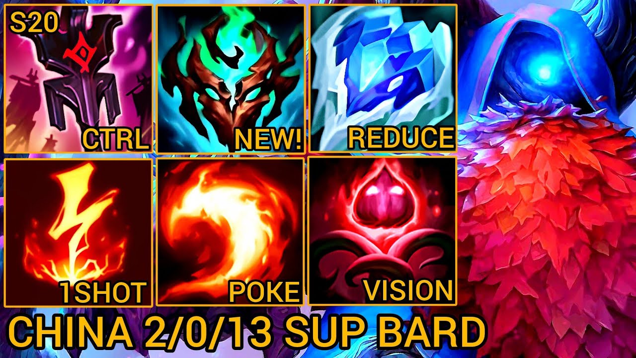 Country Top 10 Bard Support 2/0/13 - China Wild Rift New Meta Build & Runes By Tiarty