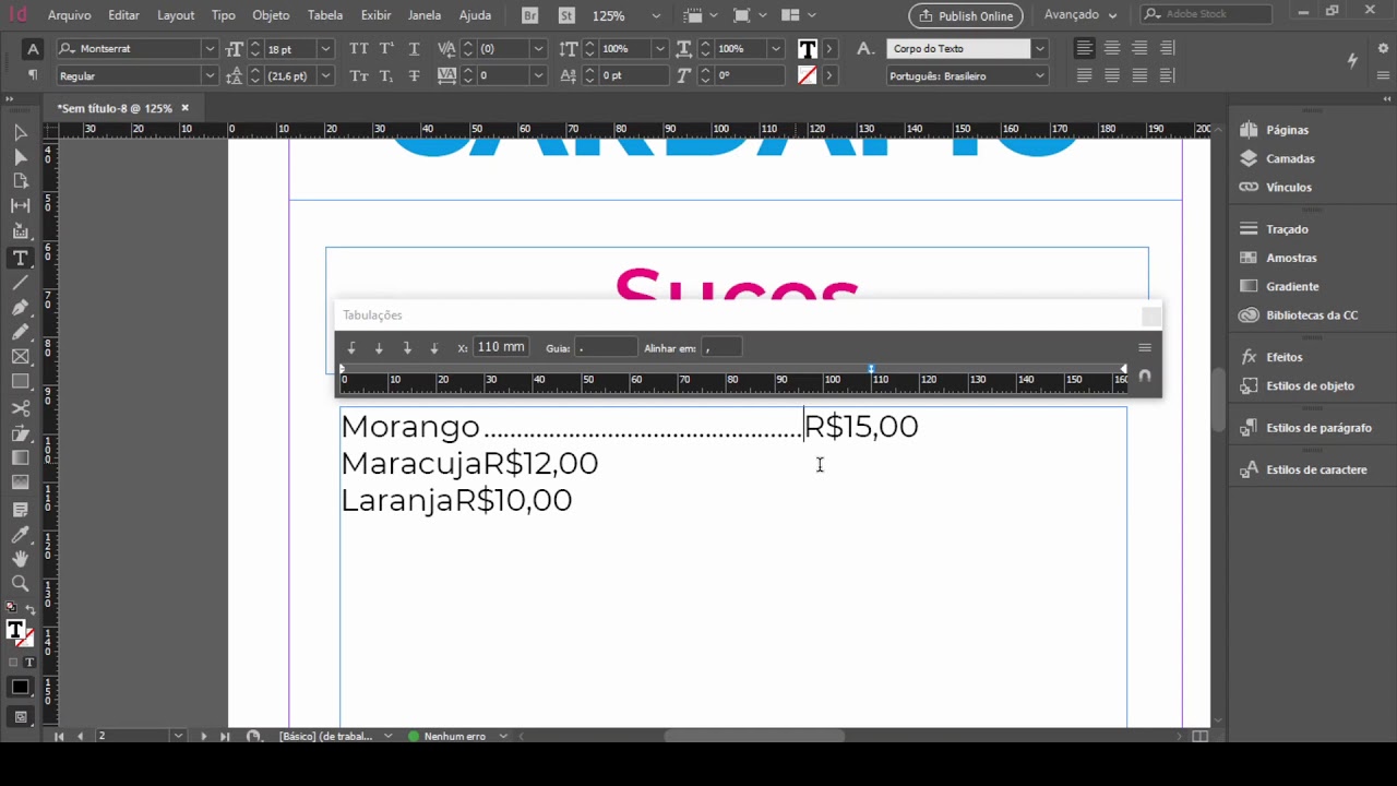 InDesign - Tabulação