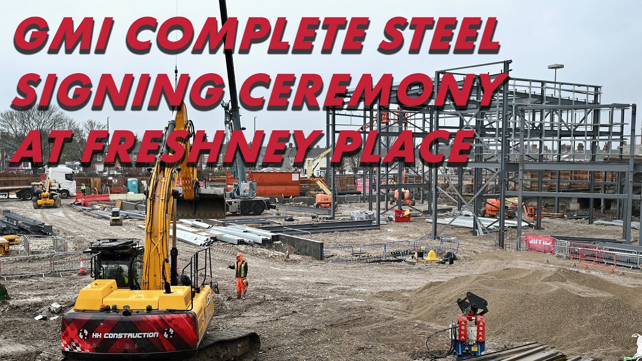 GMI Construction hosts steel signing to mark progress in regeneration of Grimsby's Freshney Place