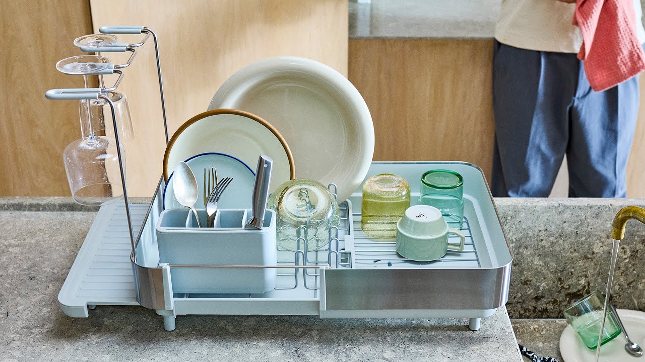 Joseph Joseph Extend™ Steel Plus Expandable Stone Dish Drainer with Wine Glass Rack | 6500041​
