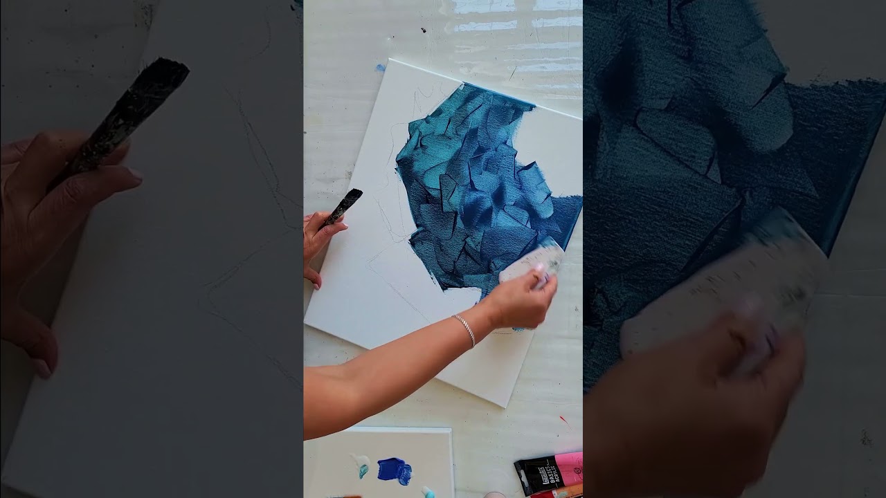 Easy Abstract Acrylic Painting using Catalyst Wedge Techniques #arts  #shortvideo #shorts