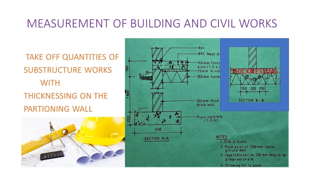 Taking Off Substructure Works quantities with Thicknessing at the partitioning wall