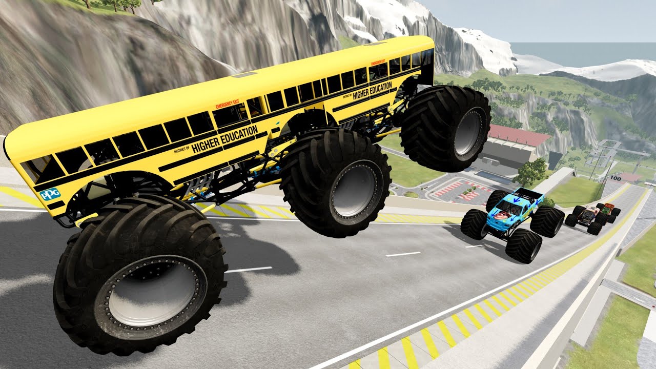 BMNG Random Car - Epic High Speed Monster Truck Jumps and Crashes #060  - BeamNG Drive