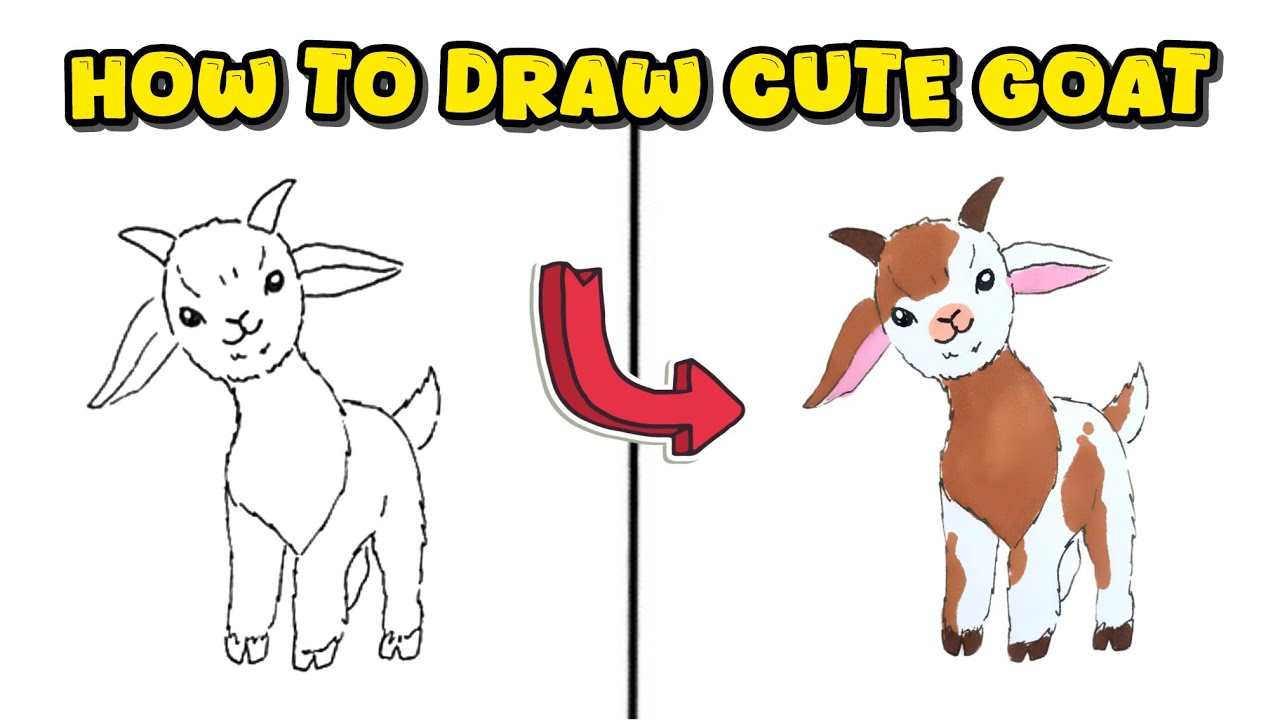 How to Draw a Cute Goat &ndash; Simple Animal Drawing Process for Beginners
