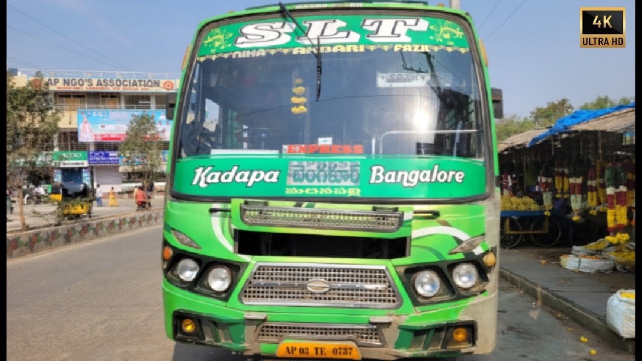 Kadapa To Bangalore SLT Travels Full Bus Journey | 4k