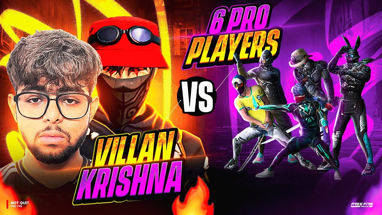 VILLAN KRISHNA VS 6 PRO PLAYERS🥵 | 2VS6 FREE FIRE💀 - NONSTOP GAMING 