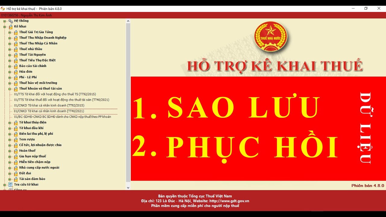 Hướng dẫn Sao lưu và phục hồi dữ liệu HTKK chuyên nghiệp | Mr Kim Cương