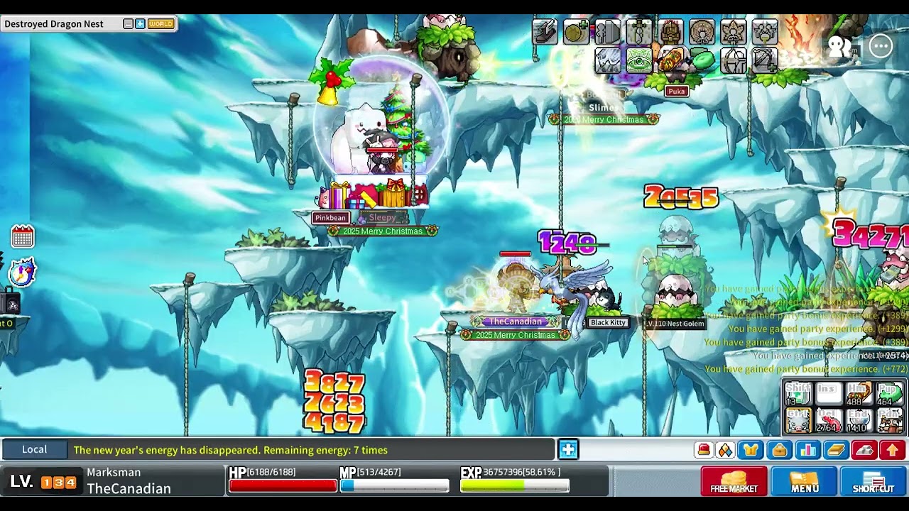 Maplestory Artale - Level 134 Marksman Newts Party Middle Platform