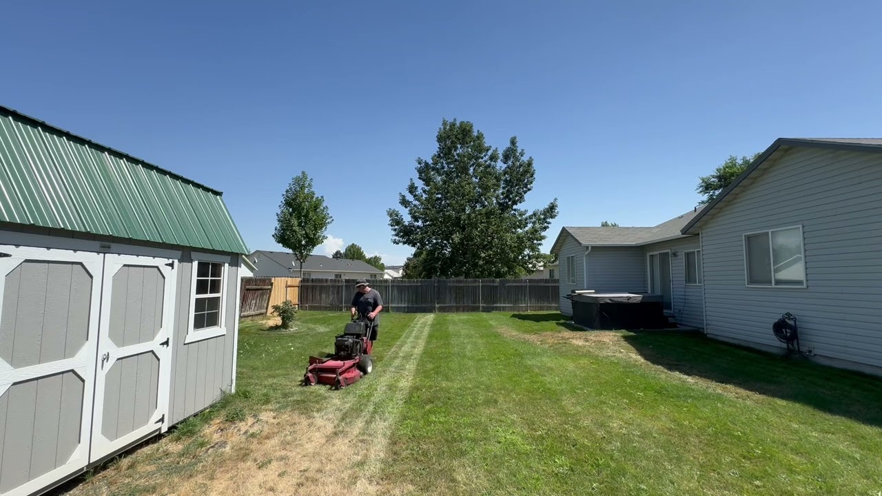 Mowing another small backyard