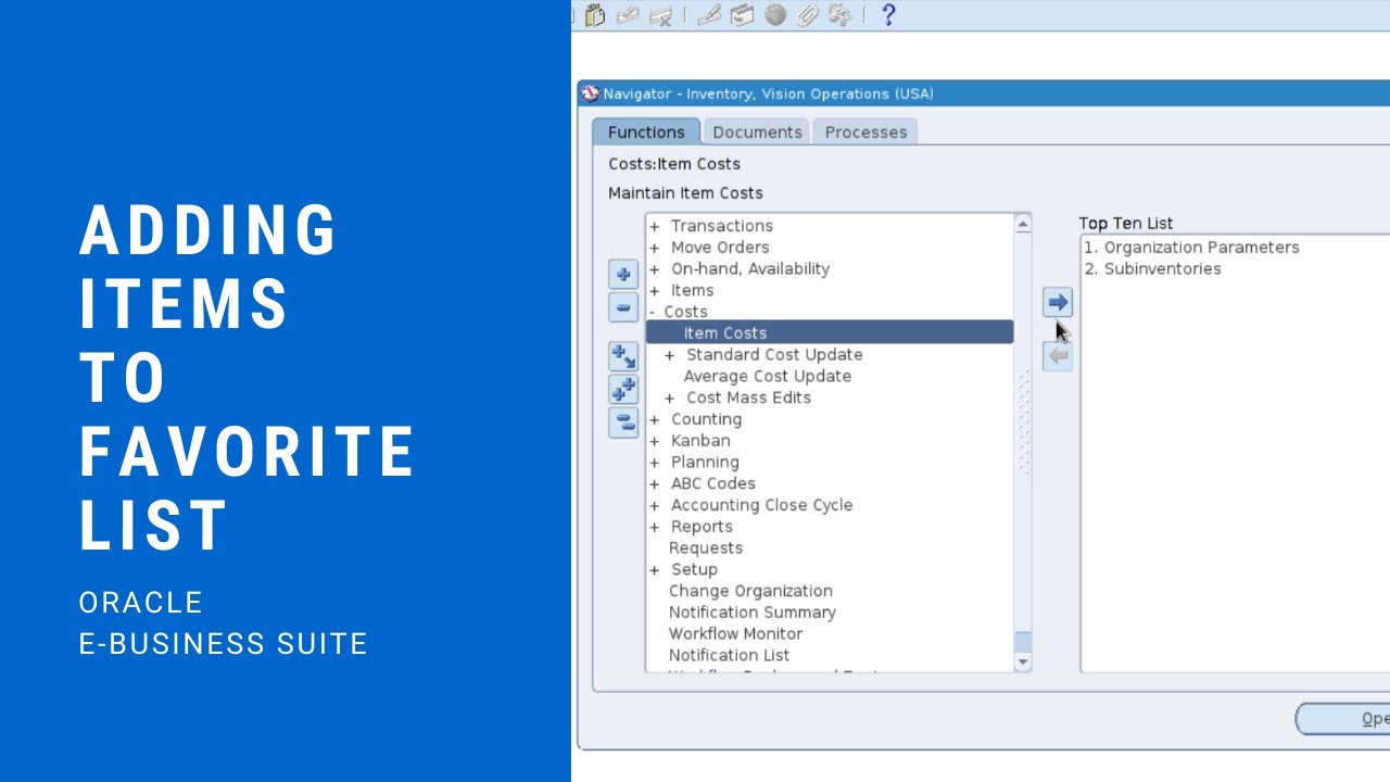 Oracle E-Business Suite #1 - Adding Functions to Top Ten List