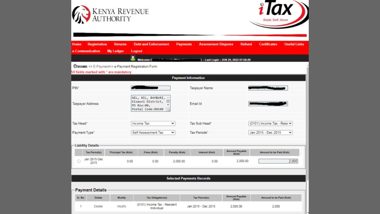 How to make payment of KRA penalties on itax 2023
