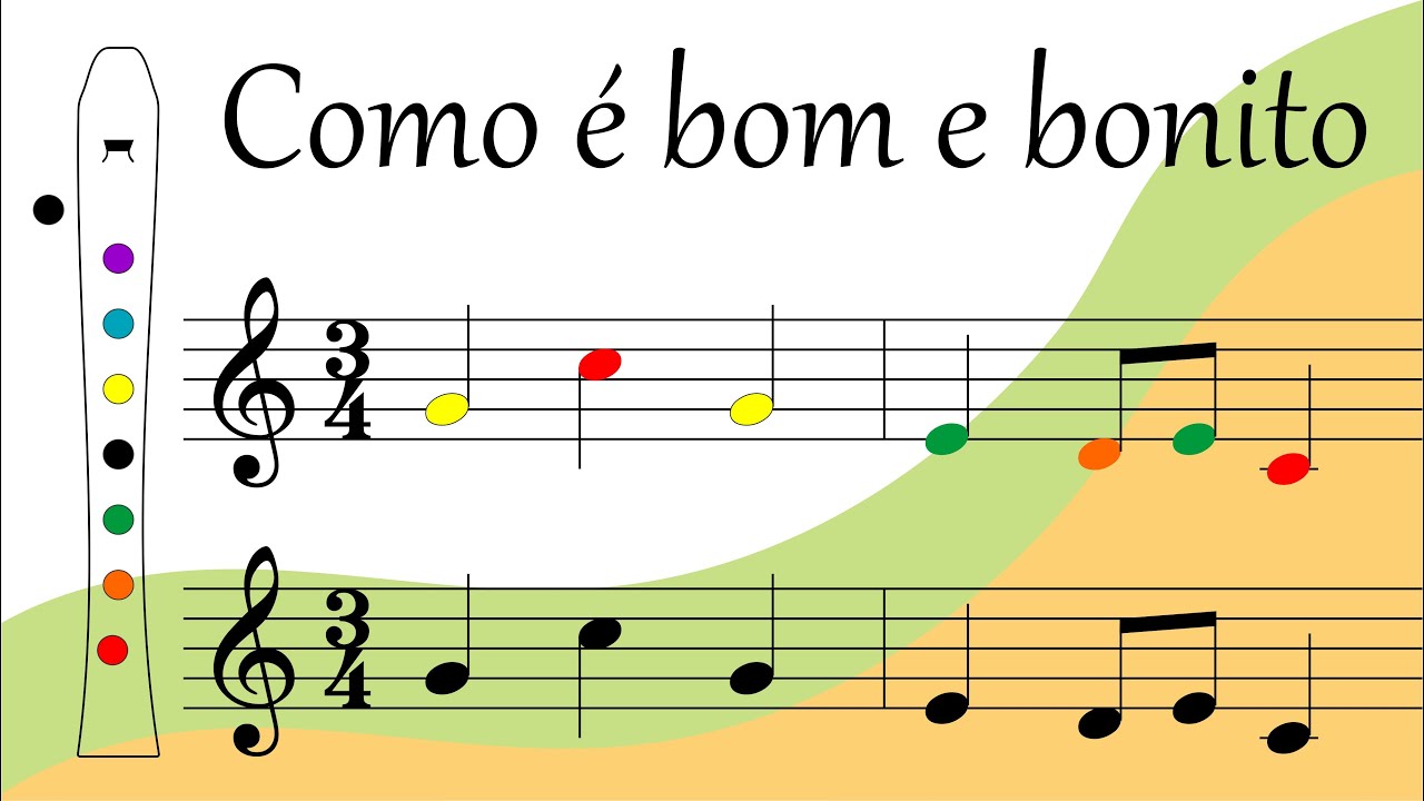Como é bom e bonito – Flauta Doce – Partitura Colorida