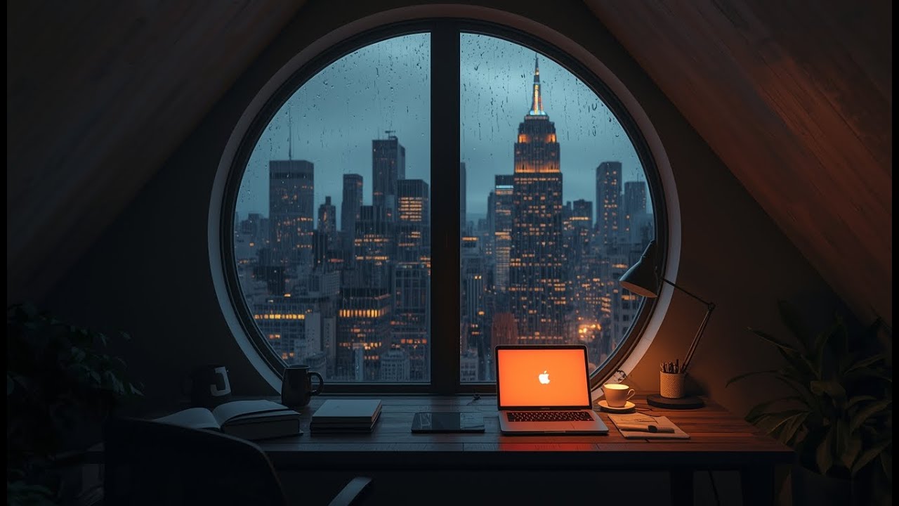 Soft Rain in NYC 🌧️ Midnight Window for Sleep, Study and Relaxation (Urban Flow #2)