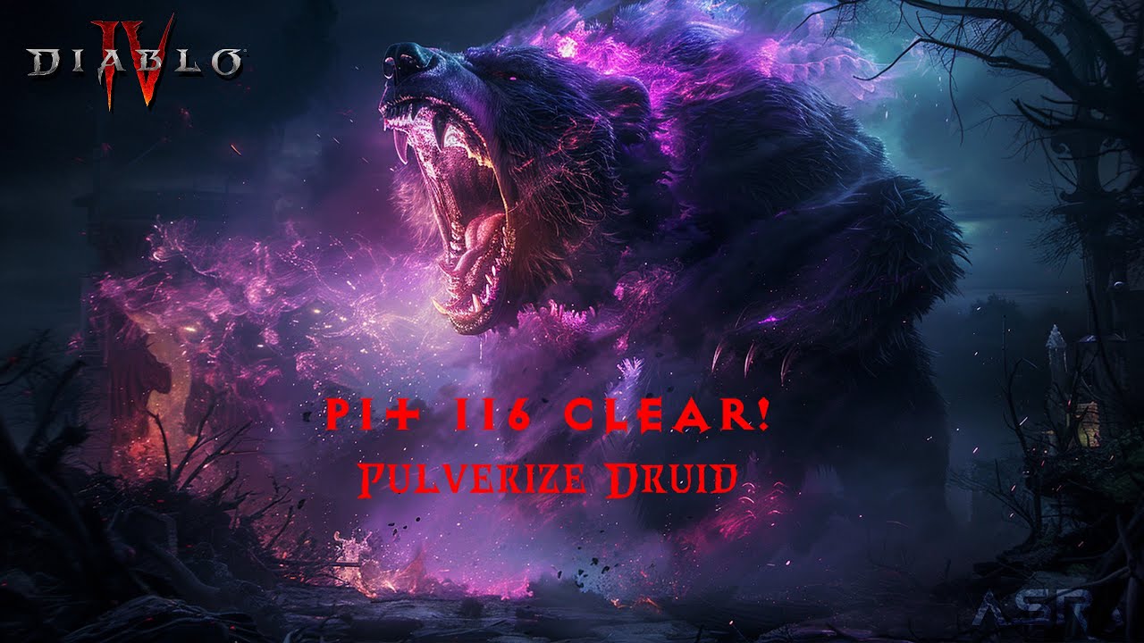 Diablo 4. Pulverize Druid. Pit 116 clear. 13:51 . Leaderboard Rank1 Druid