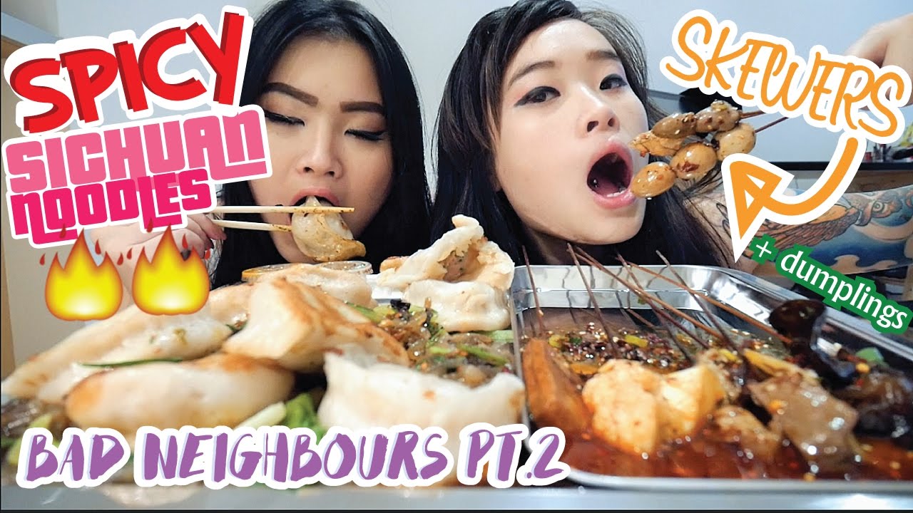 Spicy Sichuan Noodles &  Dumplings & Skewers | Mukbang | Eating Show