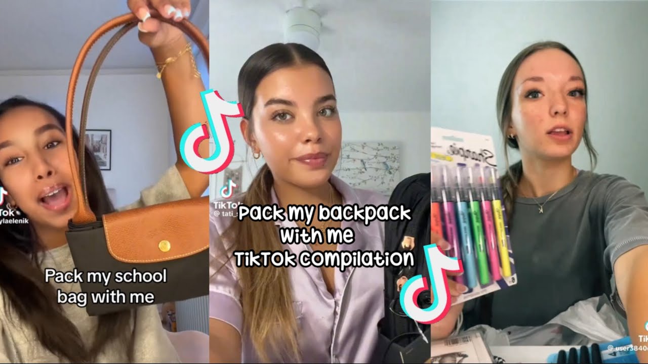 -Pack my backpack w me 🤍TikTok compilation
