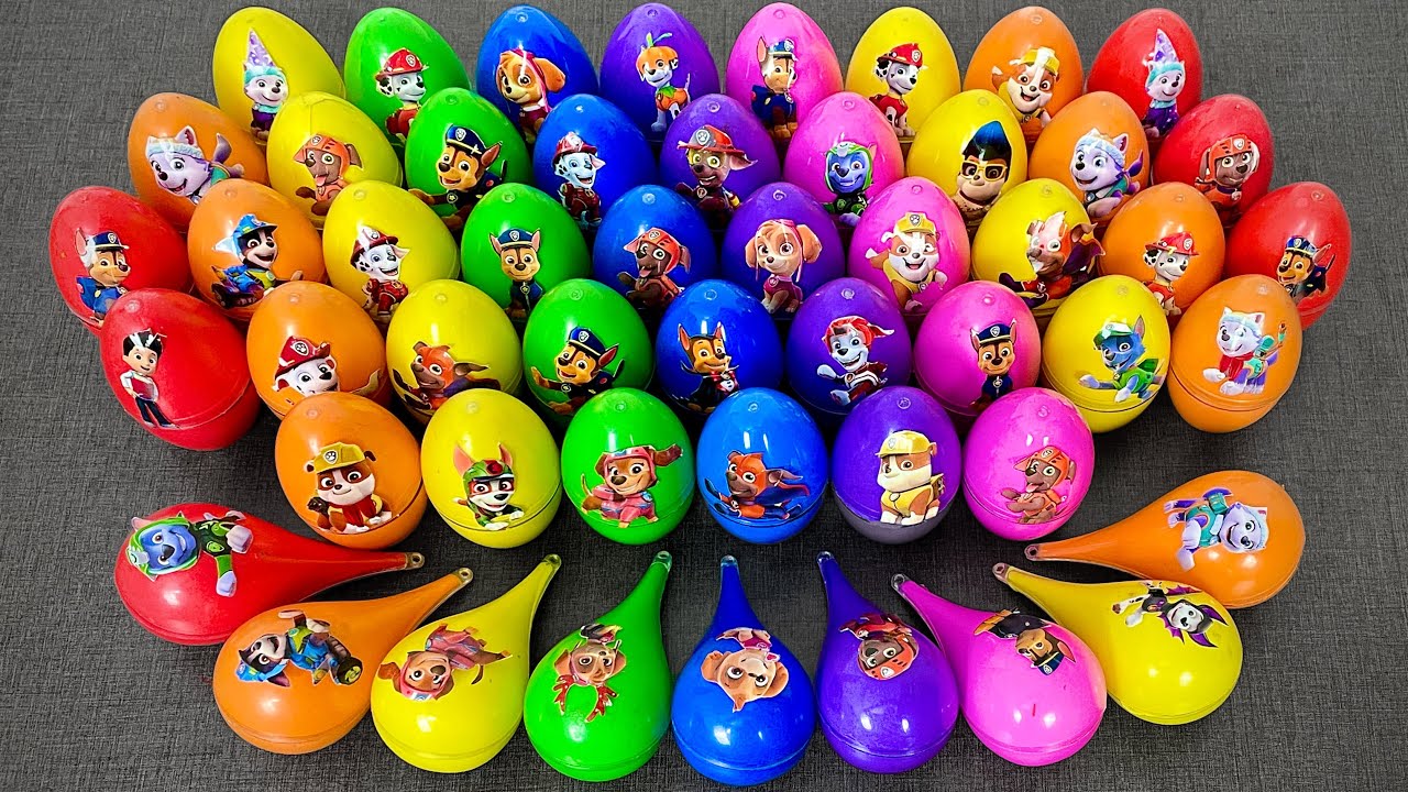Paw Patrol Slime + Clay Surprise Eggs | ASMR Satisfying Fun with Ryder, Marshall, Skye & Chase
