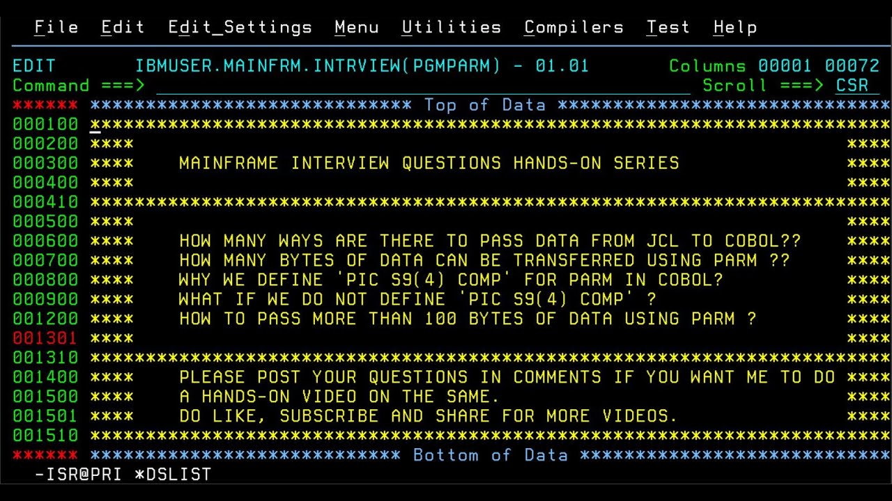 COBOL Practical 2: Pass more than 100 char from JCL to COBOL and  Concepts