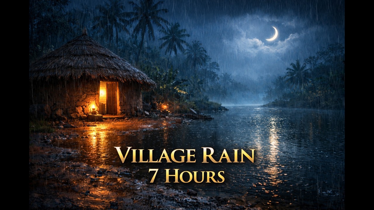 7 Hours Village Rain 🌧️| Thatched Roof Rain Sounds for Deep Sleep & Relaxation.