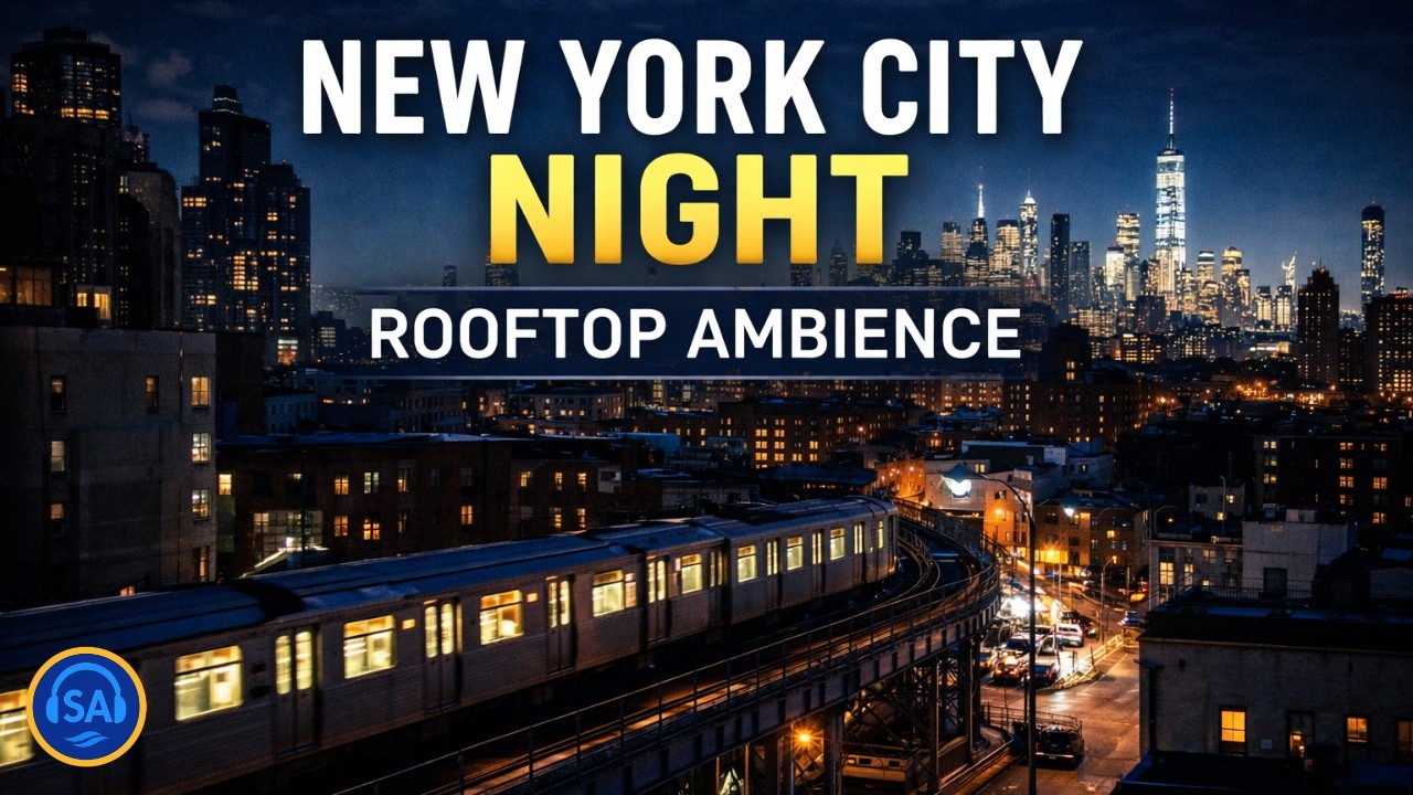 🌃 New York City Night Rooftop Ambience – Subway & Traffic Sounds (Extended)