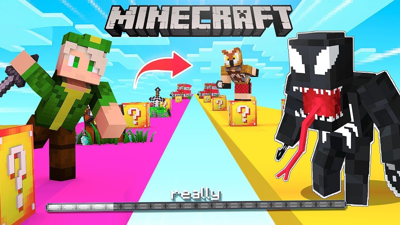WILLYREX y FARGAN VS VENOM en BATALLA de LUCKY BLOCKS en Minecraft!