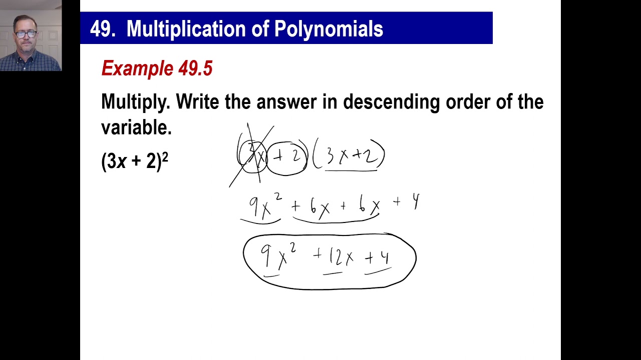 Saxon Math - Algebra 1: 3rd Edition (Lesson 49 - Multiplication of Polynomials)