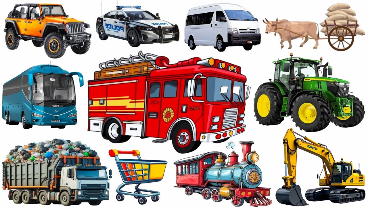 20 Land Vehicle Names 🚗🚌 | Land Transport Vehicles for Kids | Preschool Learning | Learn English 