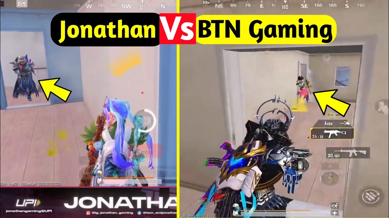 Jonathan vs btn gaming same lobby | lolzzz gaming vs other streamers | jonathan lolzzz my lobby#bgmi