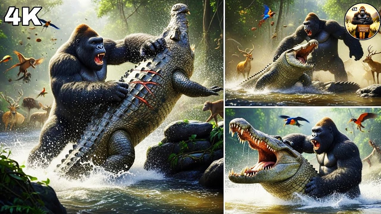 King Kong vs Giant Crocodile 🐊🔥 | The River of Rage | Epic 8K Battle