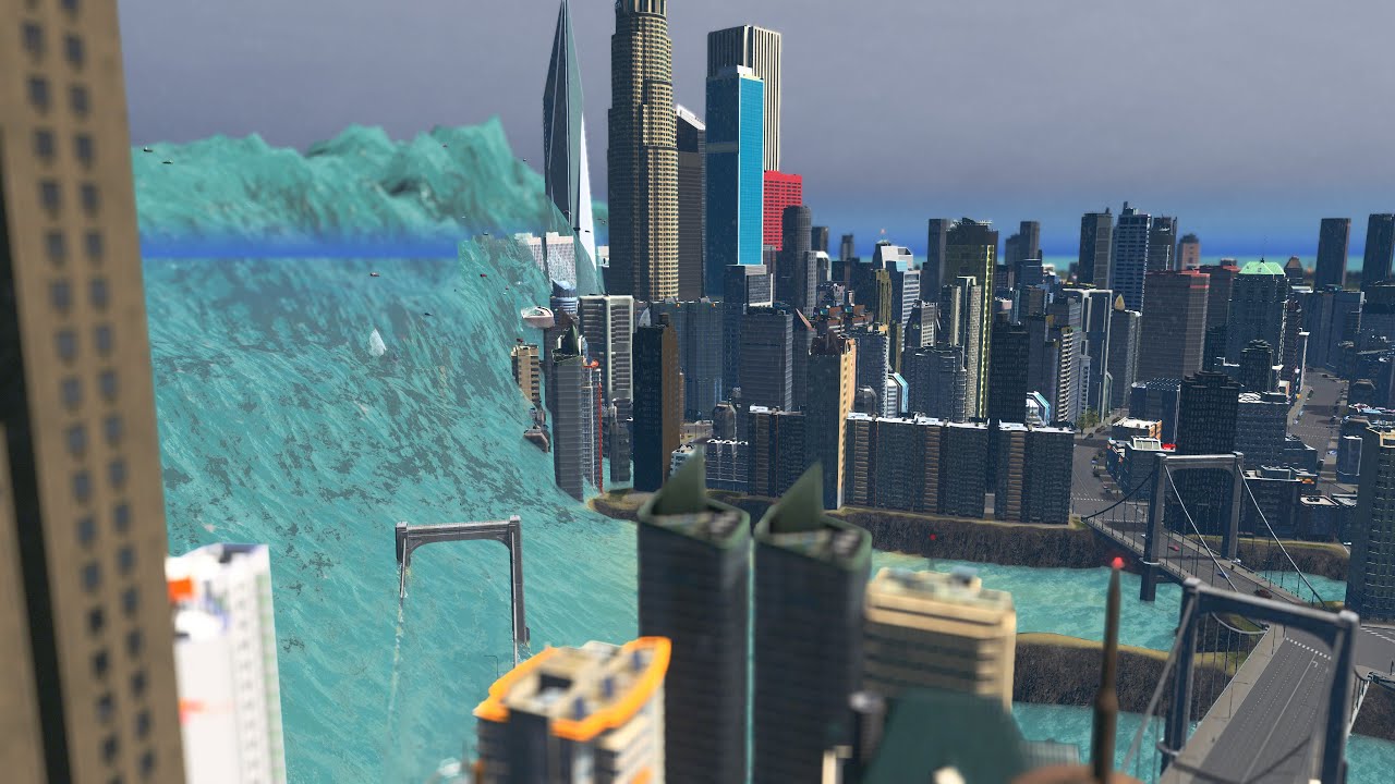 Giant Tsunami Destroys Metropolis | Cities Skylines Tsunami #287