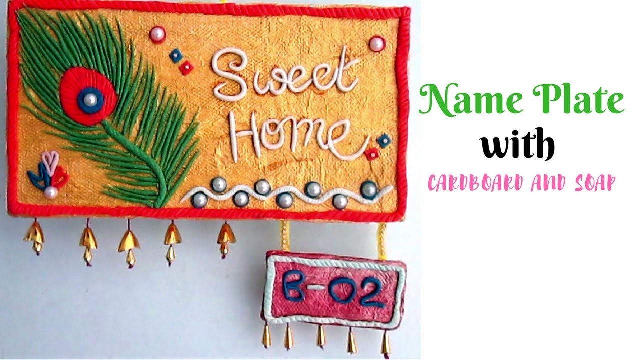 DIY Handmade Name Plate Making with Cardboard and Soap | Wall Murals |Door Hanger