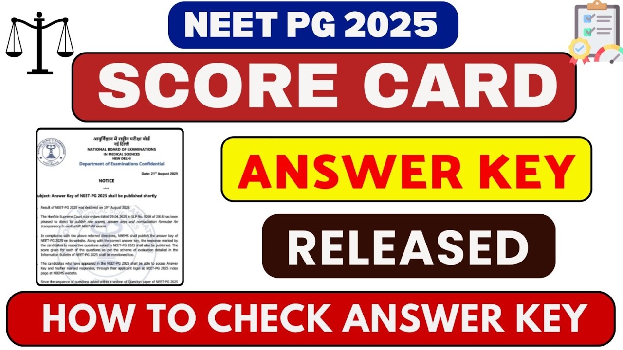 NEET PG 2025 🔥 Score Card and Answer key Published 🔥 How to check the Answer key 🔥 does it worth